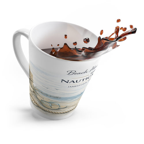 Beach House Retreat Latte Mug — Nautical Nest Jamestown Rhode Island Coastal Coffee Cup