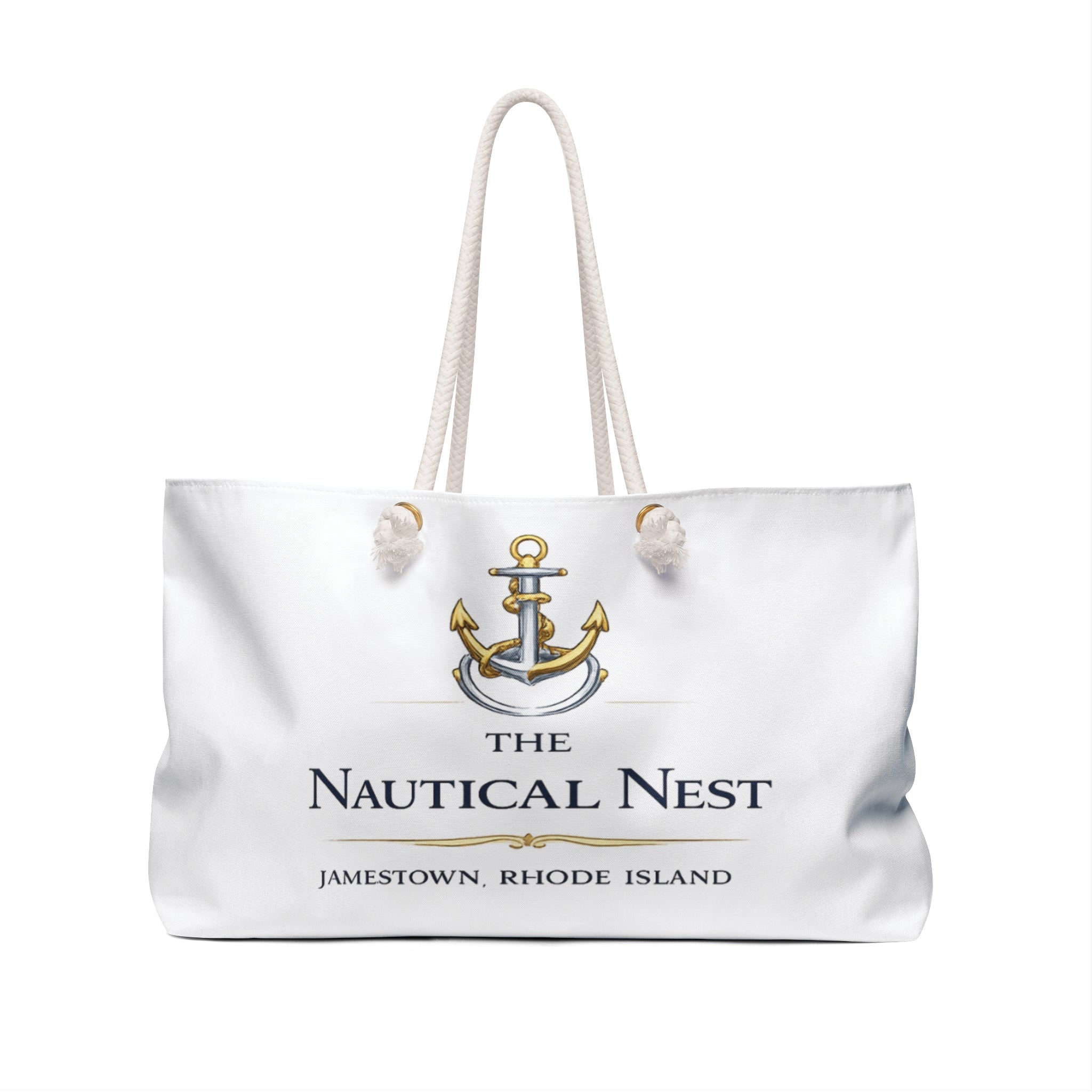 Nautical Nest Weekender Bag — Jamestown Rhode Island Anchor Tote