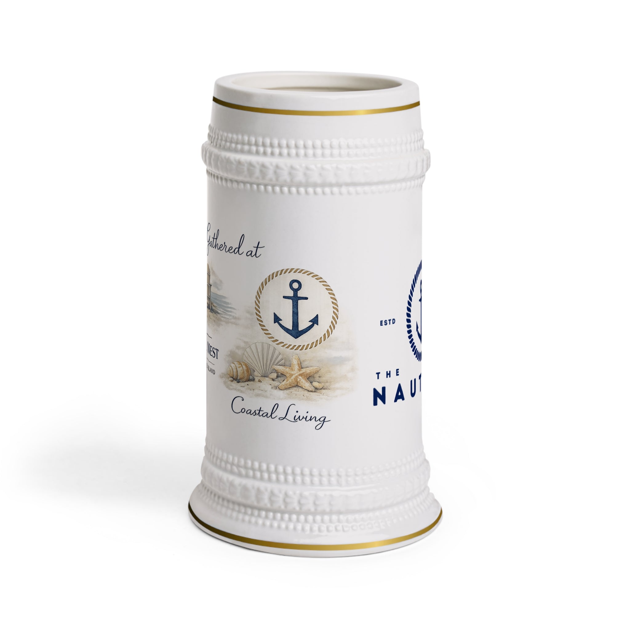 Nautical Beer Stein Mug — 'The Nautical Nest' Coastal Anchor Design