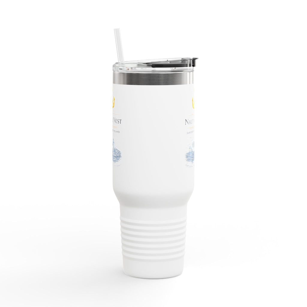 The Nautical Nest 40oz Insulated Travel Mug — Coastal Boat Lodge Logo Tumbler