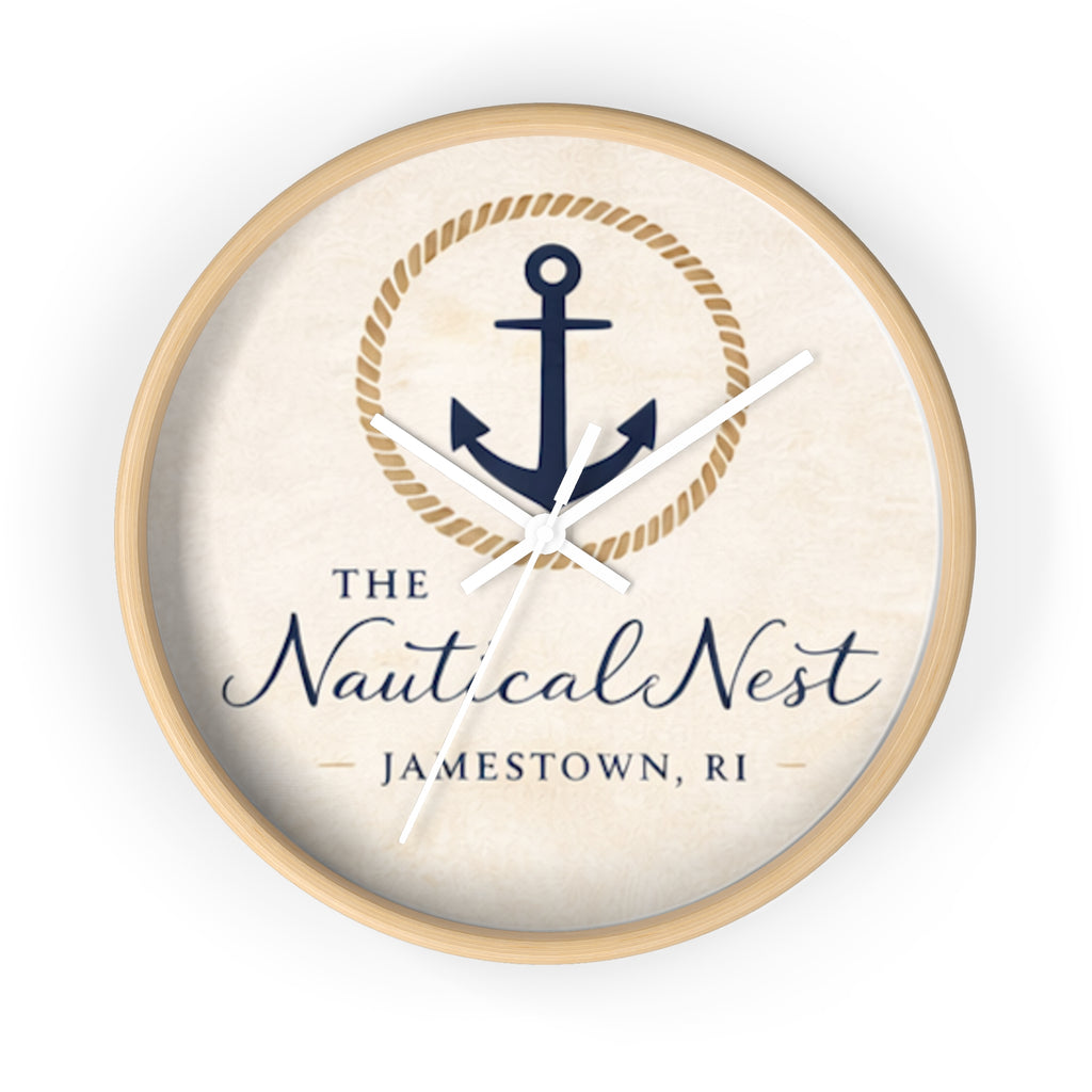 Nautical Nest Wall Clock — Anchored Coastal Decor (Jamestown, RI)