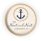 Nautical Nest Wall Clock — Anchored Coastal Decor (Jamestown, RI)