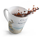 Latte Mug - Coastal Escape "The Nautical Nest" Beach Scene Coffee Cup (Jamestown, Rhode Island)