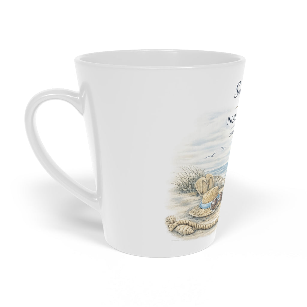 Seaside Serenity Nautical Latte Mug — 12oz Coastal Coffee Cup (Jamestown, Rhode Island)