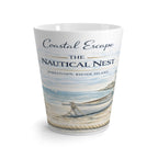 Latte Mug - Coastal Escape "The Nautical Nest" Beach Scene Coffee Cup (Jamestown, Rhode Island)