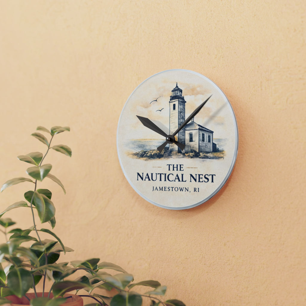 Acrylic Wall Clock — Nautical Lighthouse Coastal Wall Clock (The Nautical Nest, Jamestown RI)
