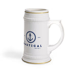 Nautical Beer Stein Mug – “Life is Better by the Bay” Coastal Ceramic Stein