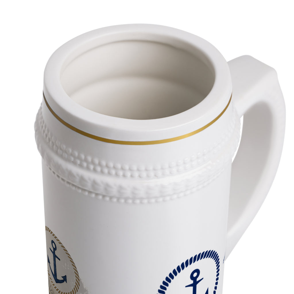 Nautical Beer Stein Mug — 'The Nautical Nest' Coastal Anchor Design