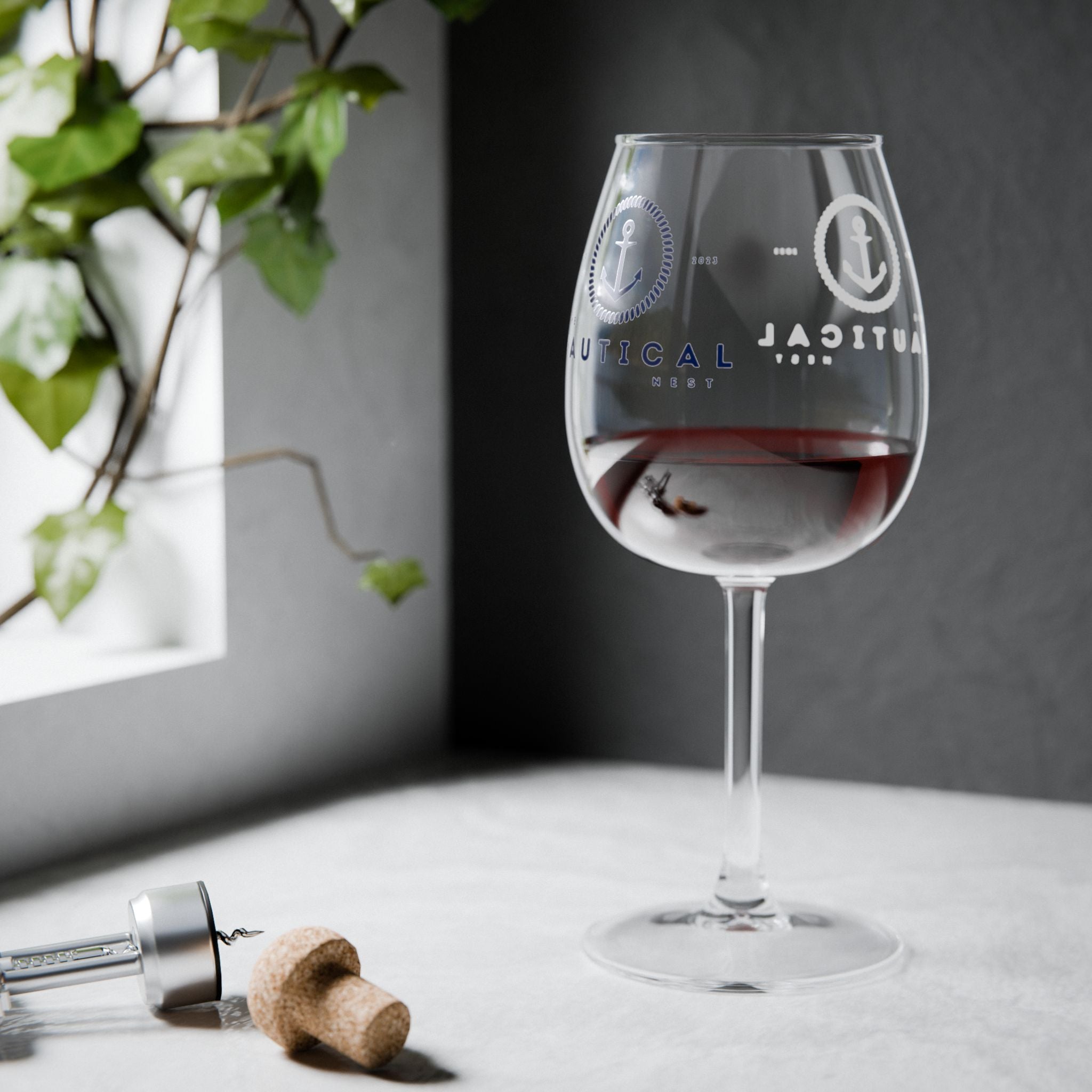 Nautical Anchor 12oz Wine Glass – Coastal-Themed Stemware