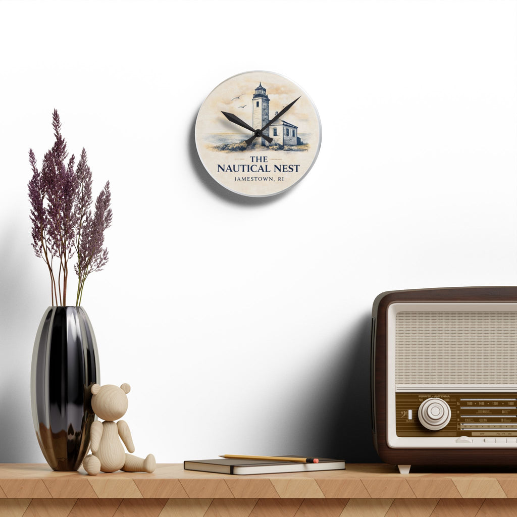 Acrylic Wall Clock — Nautical Lighthouse Coastal Wall Clock (The Nautical Nest, Jamestown RI)