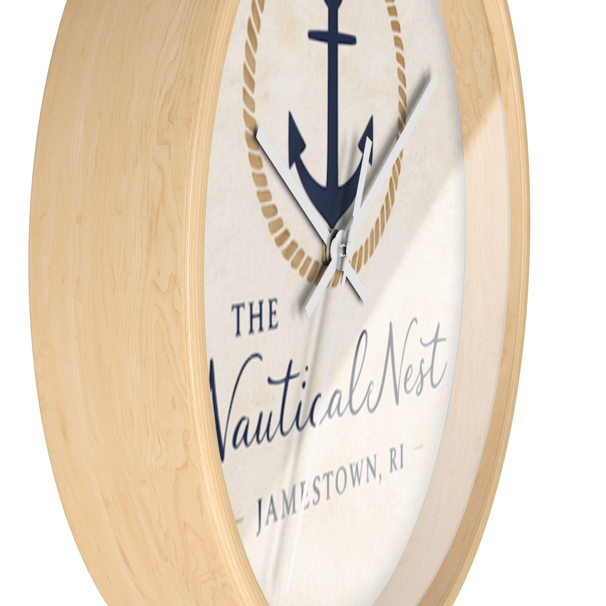 Nautical Nest Wall Clock — Anchored Coastal Decor (Jamestown, RI)