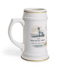 Nautical Lighthouse Beer Stein Mug — 'Anchored in Jamestown' Ceramic Pint