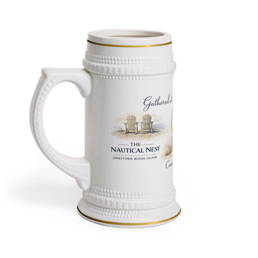 Nautical Beer Stein Mug — 'The Nautical Nest' Coastal Anchor Design