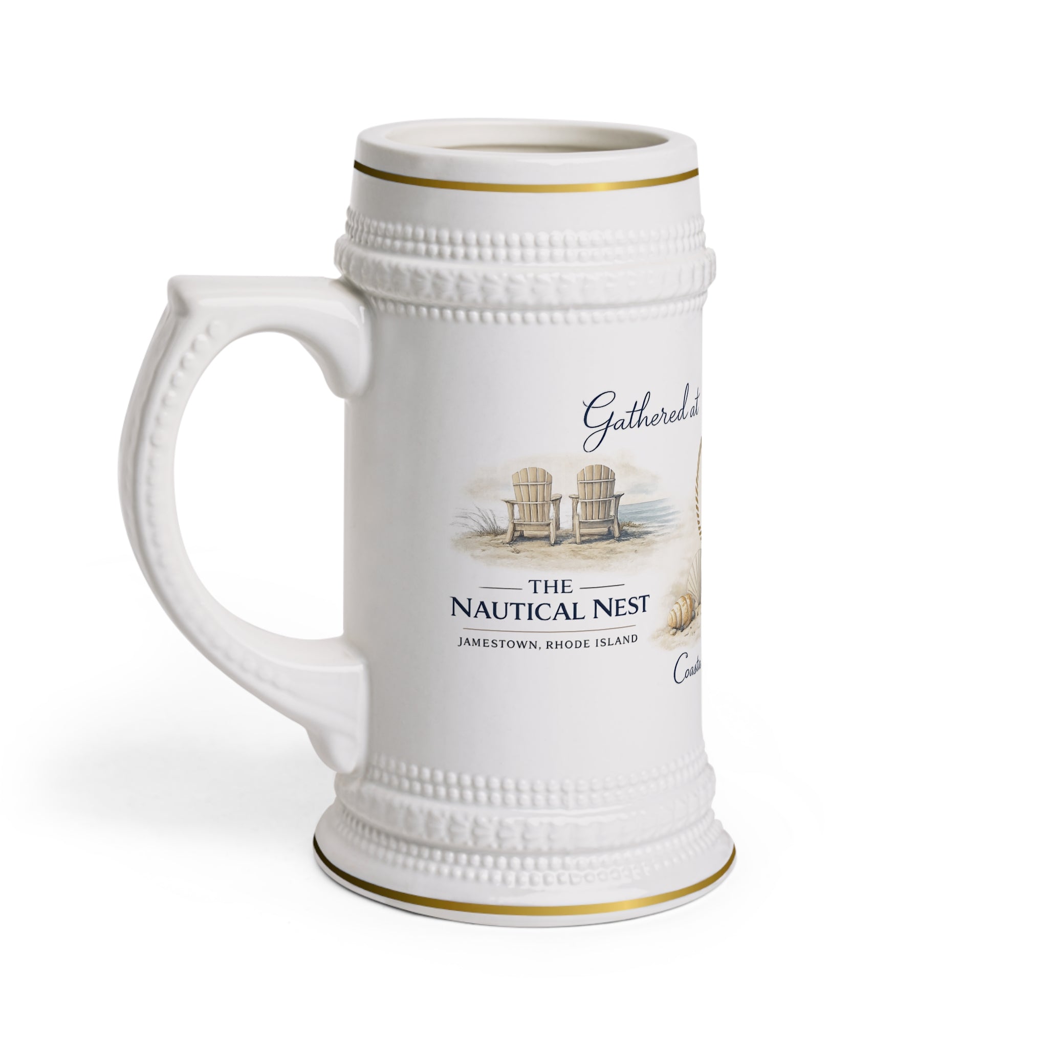 Nautical Beer Stein Mug — 'The Nautical Nest' Coastal Anchor Design