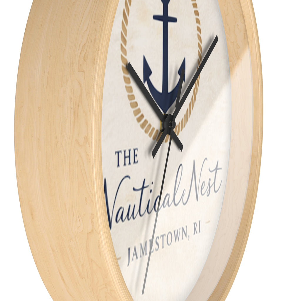 Nautical Nest Wall Clock — Anchored Coastal Decor (Jamestown, RI)