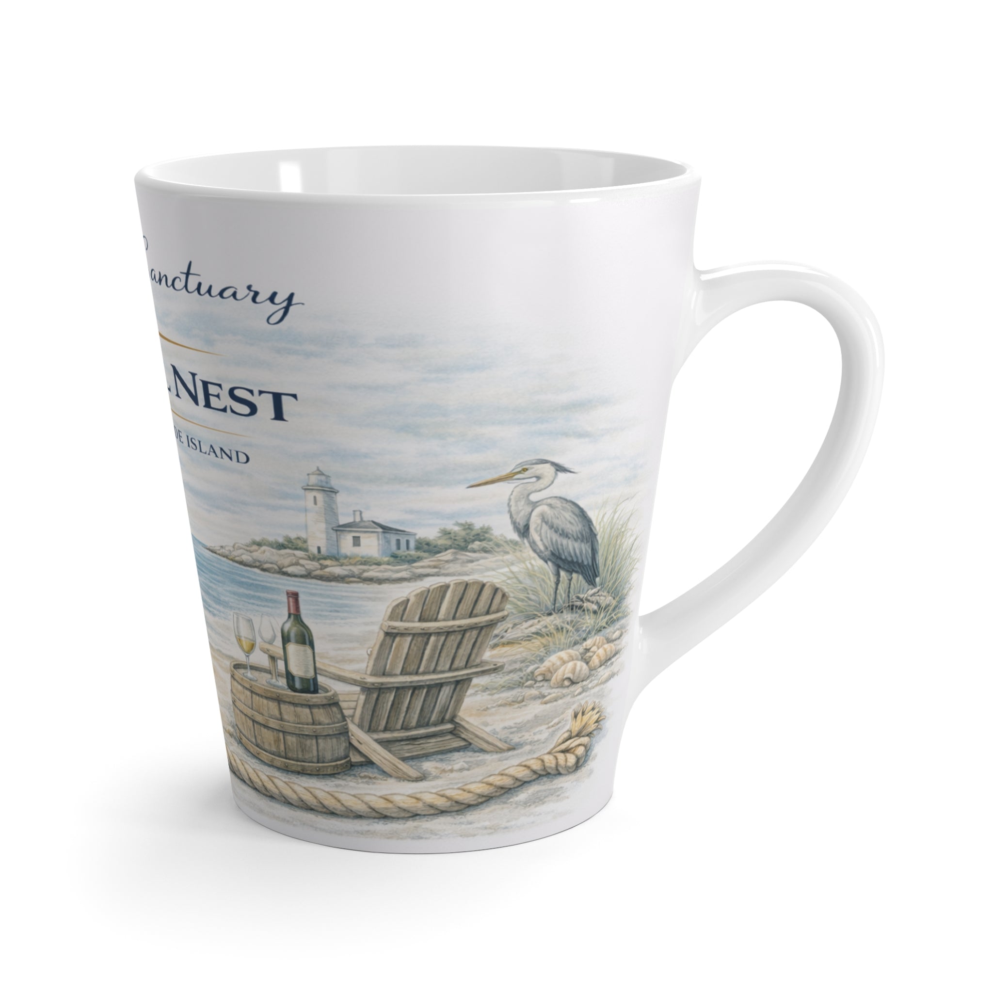 Nautical Nest Latte Mug — Waterfront Sanctuary Jamestown RI Coffee Cup