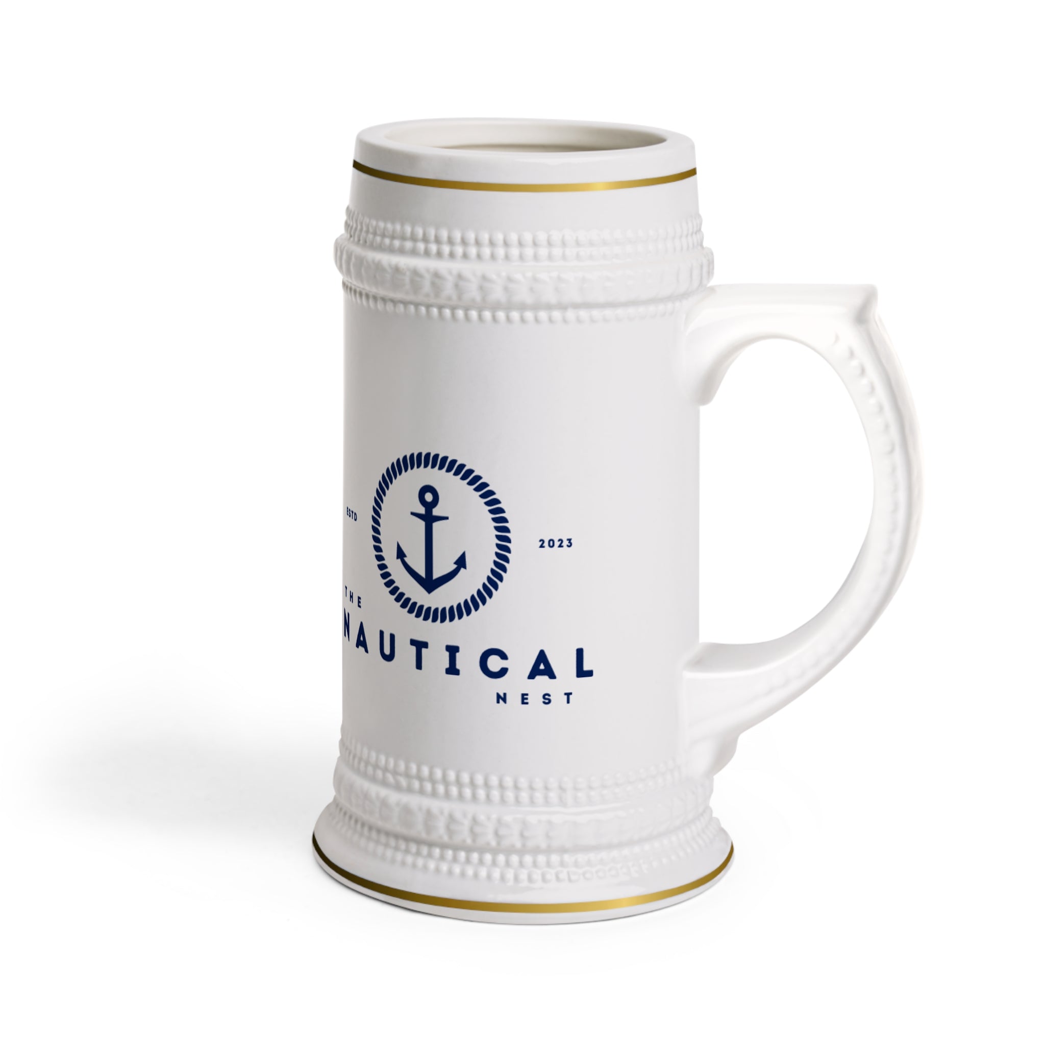 Nautical Beer Stein Mug — 'The Nautical Nest' Coastal Anchor Design