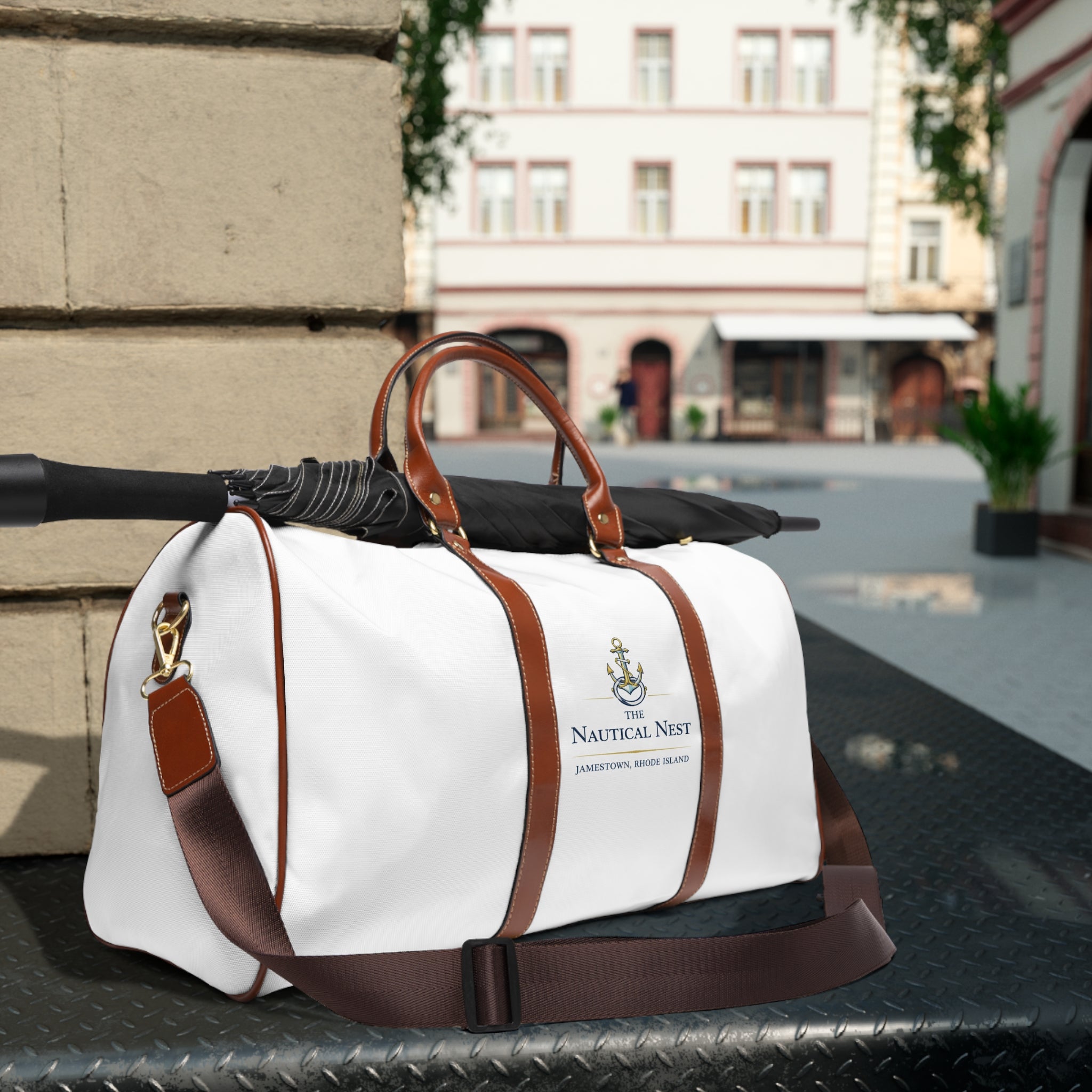 Nautical Anchor Waterproof Travel Bag — Personalized Coastal Weekender Duffel