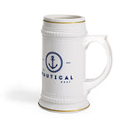 Nautical Lighthouse Beer Stein Mug — 'Anchored in Jamestown' Ceramic Pint