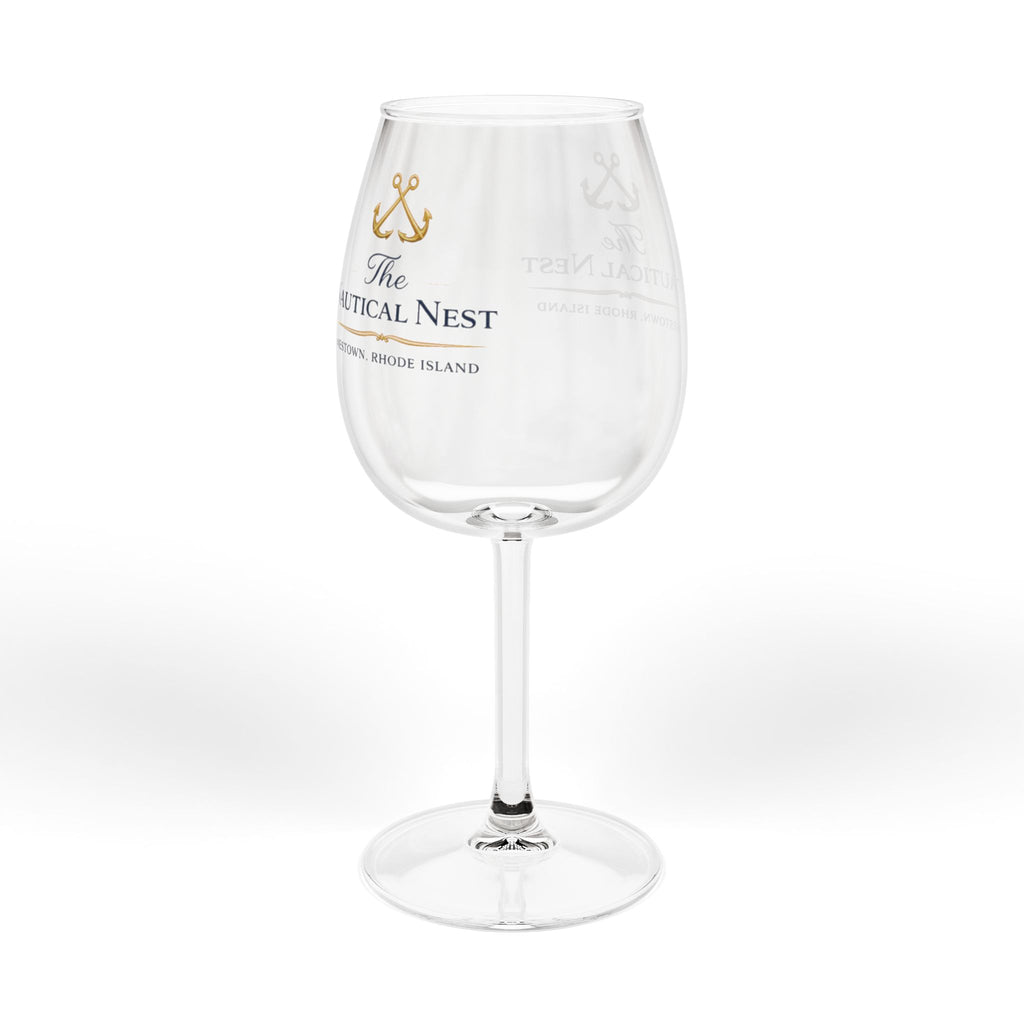 Nautical Wine Glass 12oz — The Nautical Nest Logo Stemmed Glass