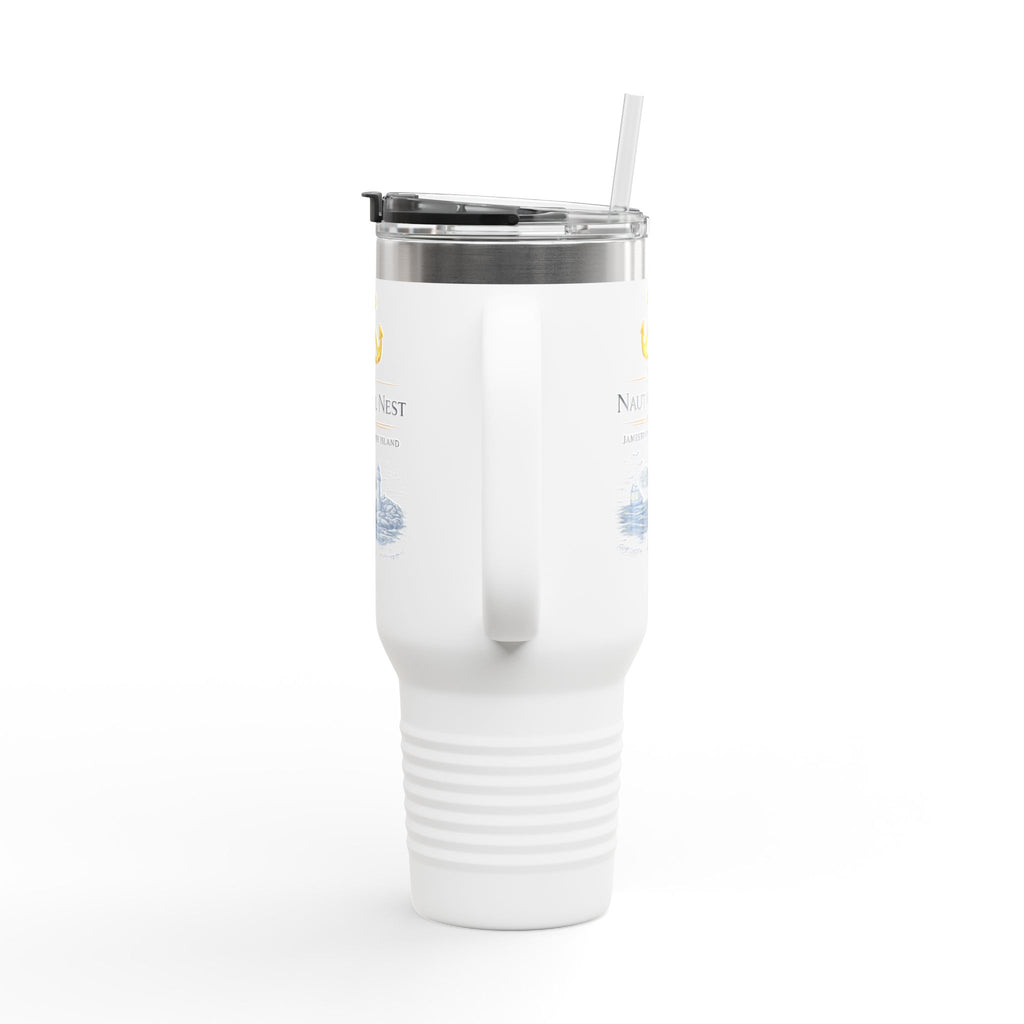 The Nautical Nest 40oz Insulated Travel Mug — Coastal Boat Lodge Logo Tumbler