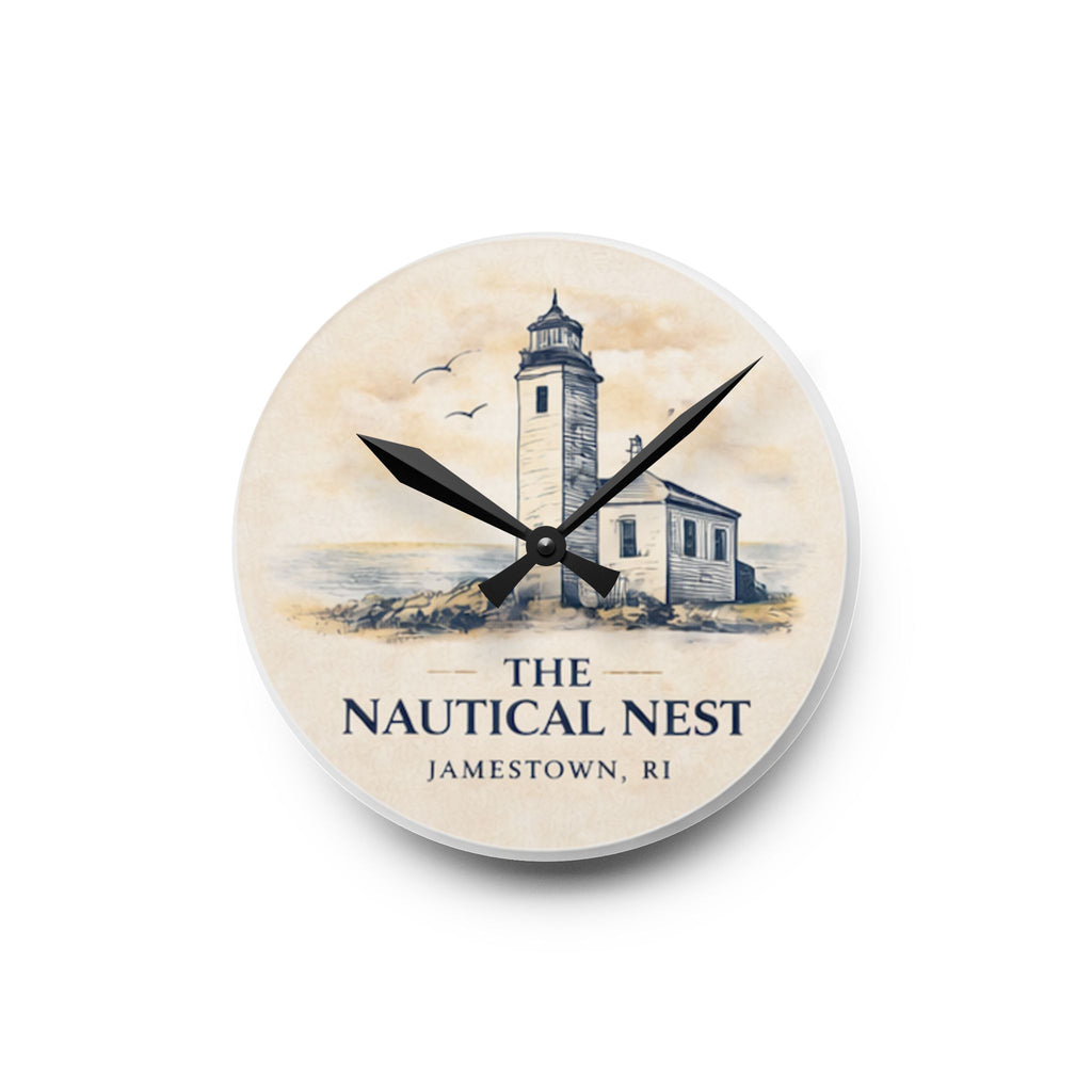 Acrylic Wall Clock — Nautical Lighthouse Coastal Wall Clock (The Nautical Nest, Jamestown RI)