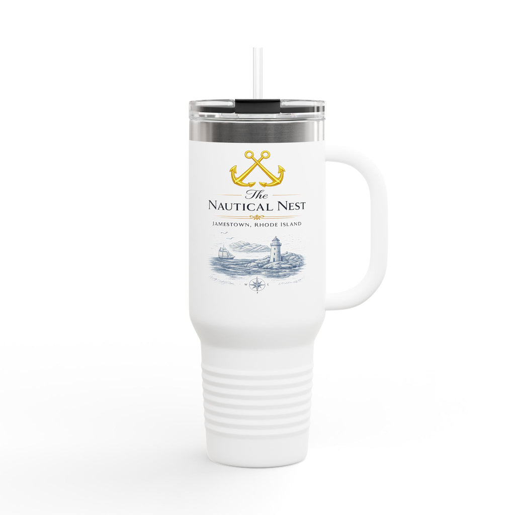 The Nautical Nest 40oz Insulated Travel Mug — Coastal Boat Lodge Logo Tumbler