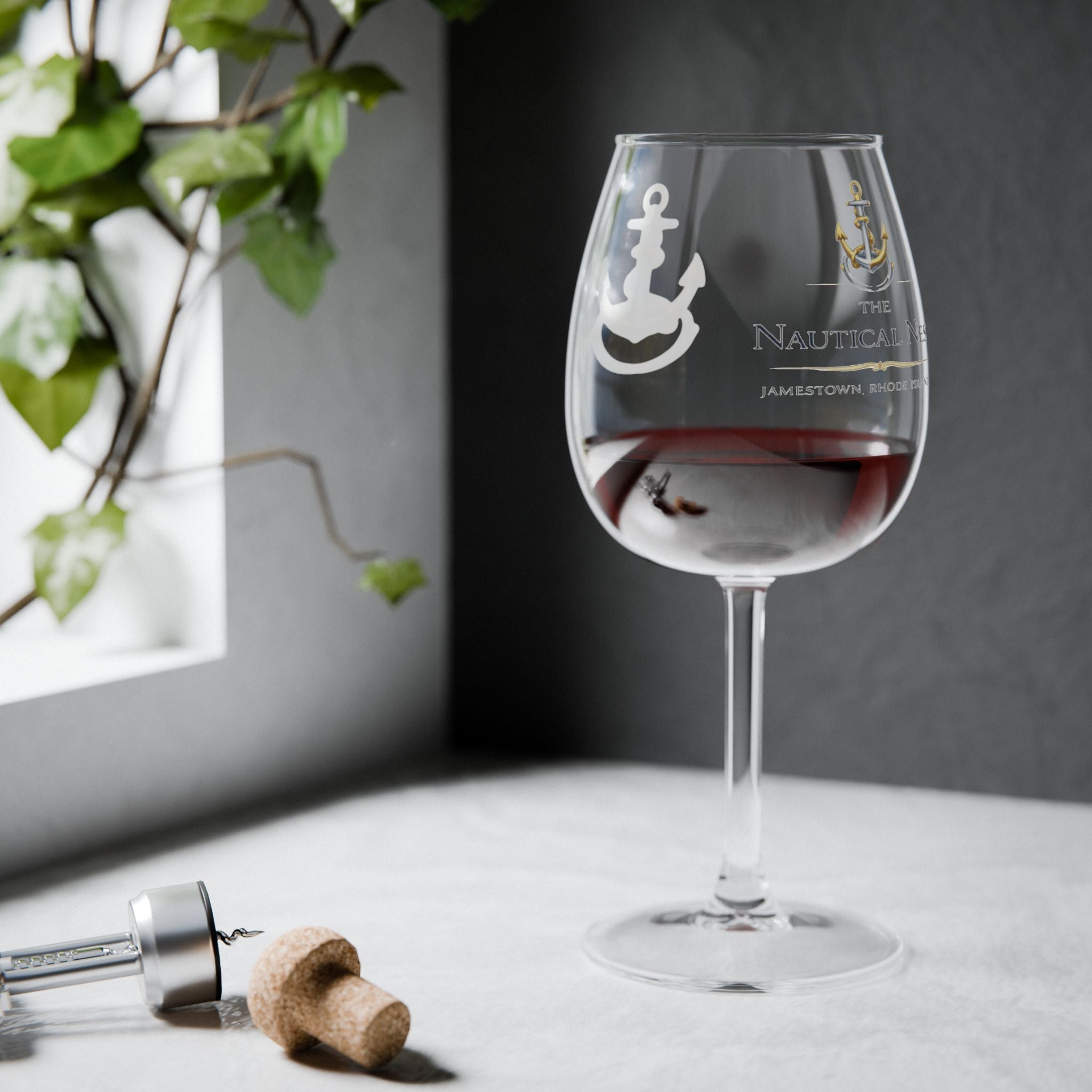 Nautical Anchor 12oz Wine Glass — Coastal Anchor Wine Goblet