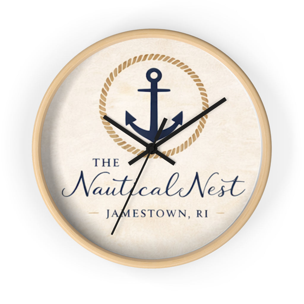 Nautical Nest Wall Clock — Anchored Coastal Decor (Jamestown, RI)