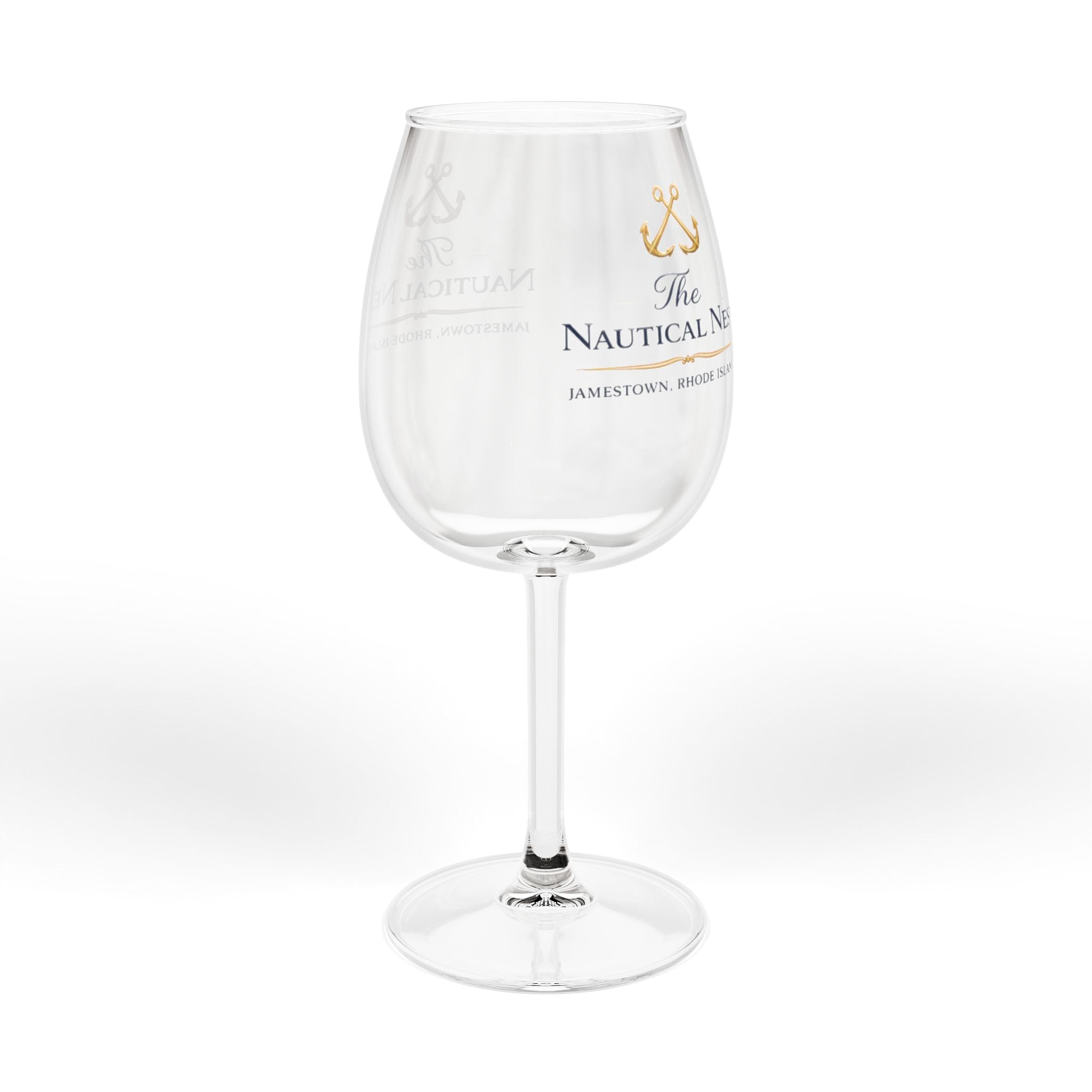 Nautical Wine Glass 12oz — The Nautical Nest Logo Stemmed Glass