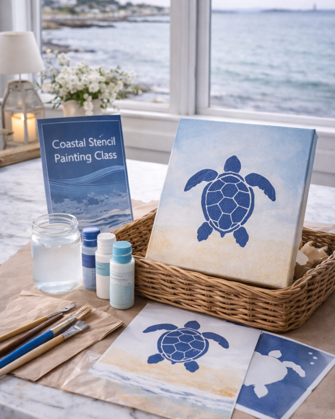 Coastal Stencil Painting Class | Creative Experience